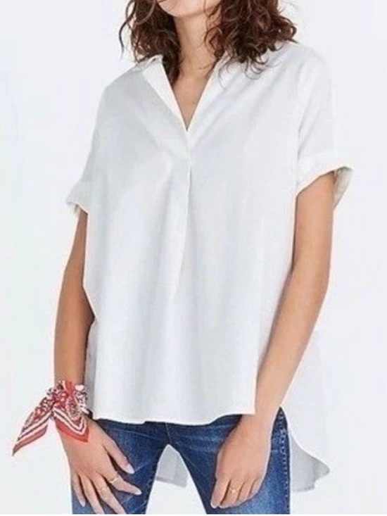 Madewell Tops - Madewell White Cotton Popover S/S Shirt
